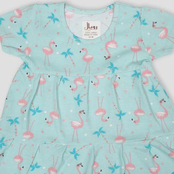 Royal baby Girl Frock Flamingo Baby Girl Frock - Blue