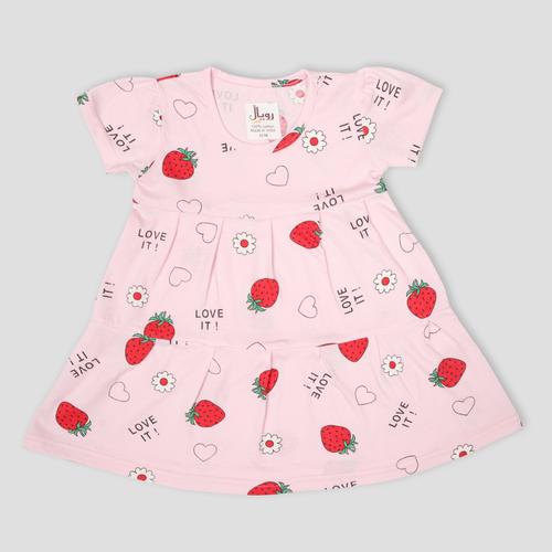 Royal baby Girl Frock Strawberry Baby Girl Frock - Pink