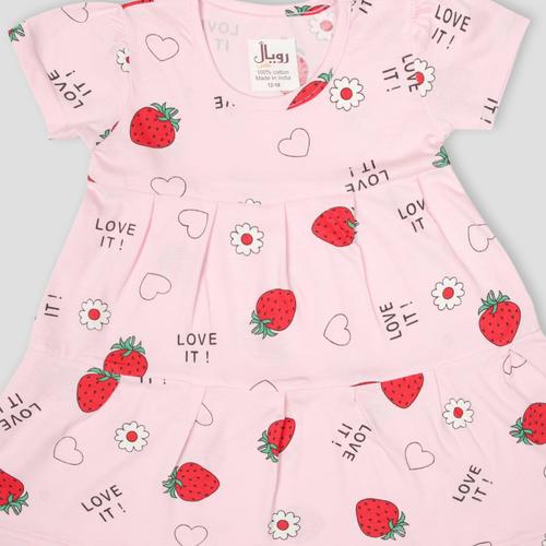 Royal baby Girl Frock Strawberry Baby Girl Frock - Pink