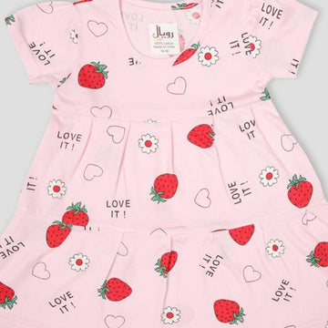 Royal baby Girl Frock Strawberry Baby Girl Frock - Pink