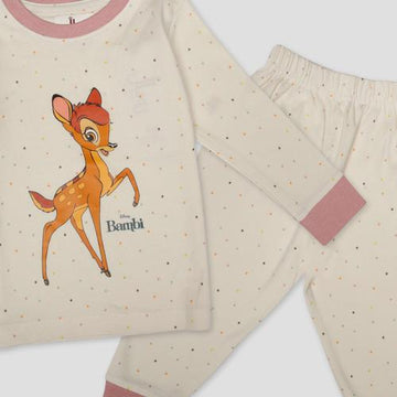 Royal Baby Girl Sets Deer Baby Full Sleeves Pajama Set- Beige