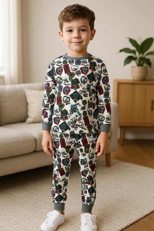 Royal Boys Sets Avengers Boy Full Sleeves Pajama Sets- Dark Grey