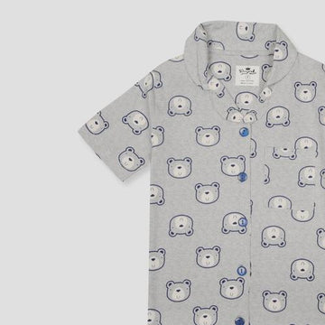Royal Boys Sets Bear Boys Button Pajama Set - Grey