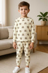 Royal Boys Sets Brown Panda Boys Full Sleeves Pajamas- Cream