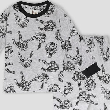 Royal Boys Sets Captain America Boys Full Sleeves Pajama Set - Grey