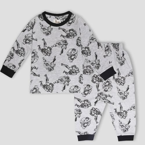 Royal Boys Sets Captain America Boys Full Sleeves Pajama Set - Grey