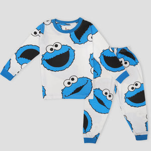 Royal Boys Sets Cookie Monster Boys Full Sleeves Pajama Set - White