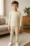 Royal Boys Sets Dino Boys Full Sleeves Pajamas- Beige