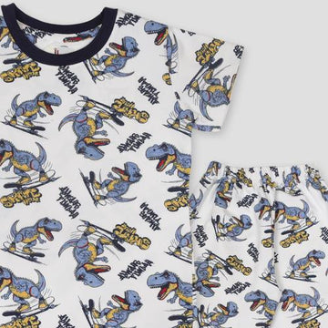 Royal Boys Sets Dino Boys Pajama Set - White