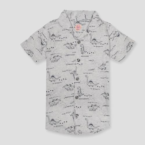 Royal Boys Sets Dinosaur Boys Button Pajama Set - Grey