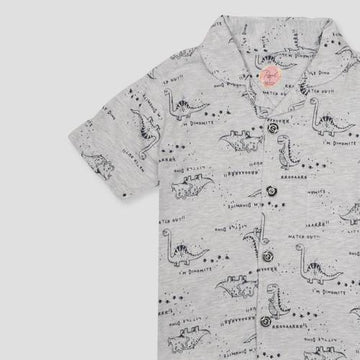 Royal Boys Sets Dinosaur Boys Button Pajama Set - Grey