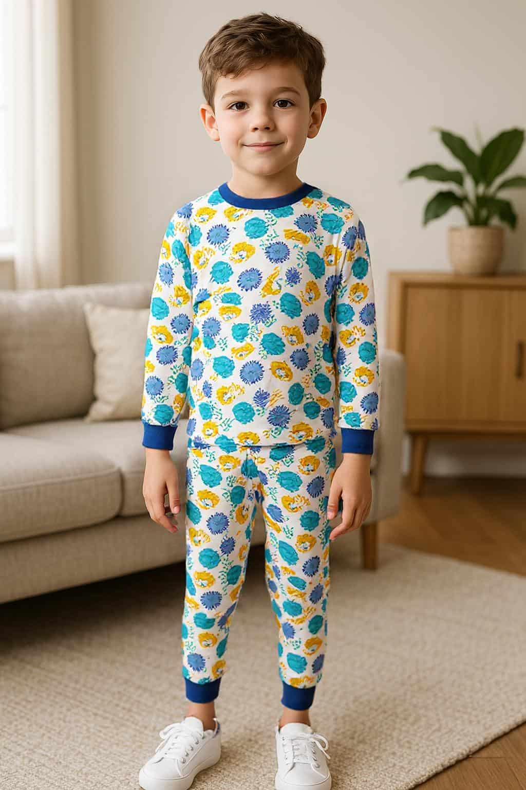 Royal Boys Sets Jungle Roar Boy Full Sleeves Pajama Set- Blue