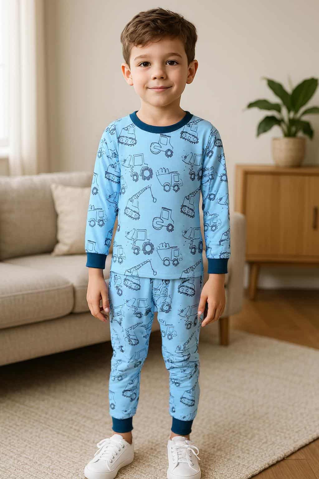Royal Boys Sets Little Truck Boy Full Sleeves Pajama Set- Blue
