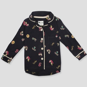 Royal Boys Sets Lucky Boys Full Sleeves Button Pajama Set - Black