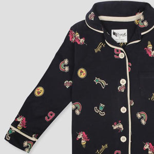 Royal Boys Sets Lucky Boys Full Sleeves Button Pajama Set - Black