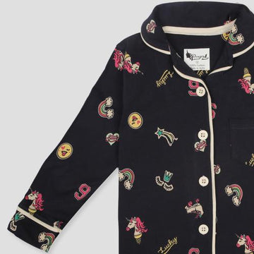 Royal Boys Sets Lucky Boys Full Sleeves Button Pajama Set - Black