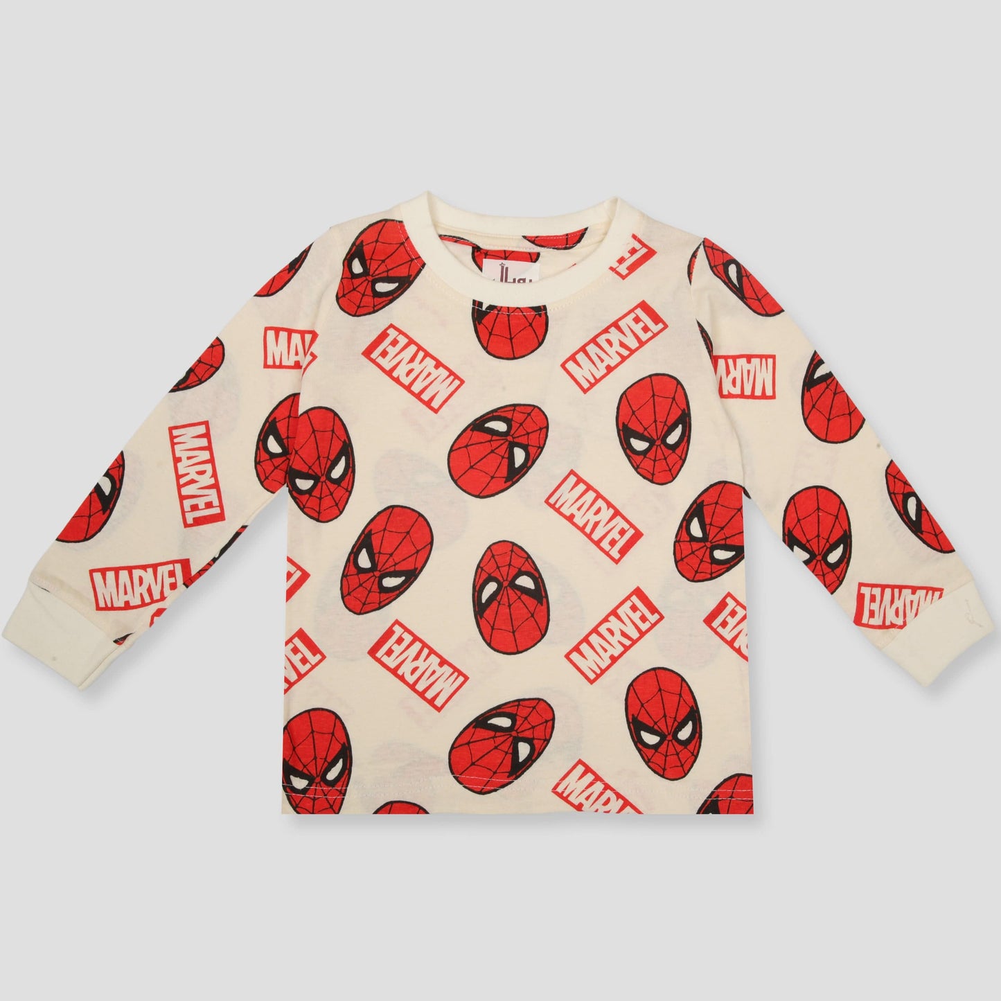 Royal Boys Sets Spiderman Boys Full Sleeves Pajama Set - Cream