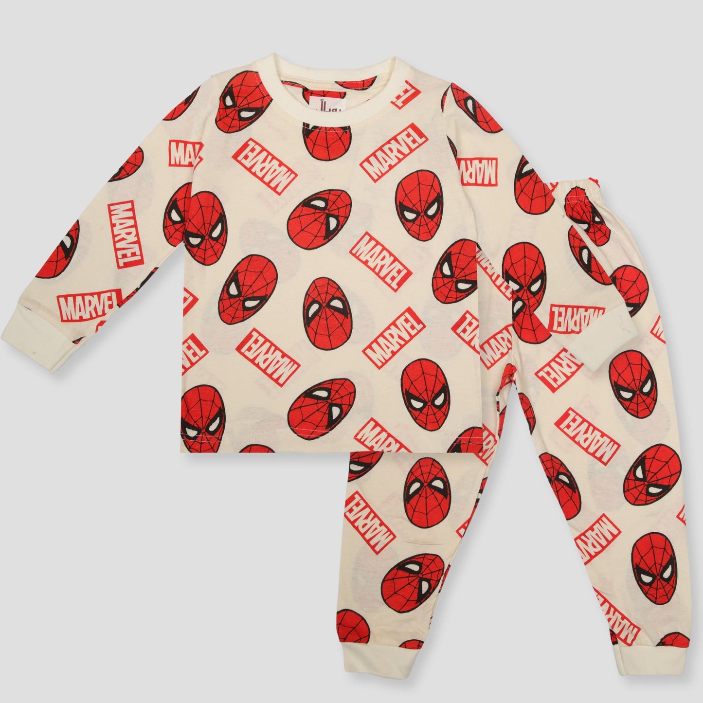 Royal Boys Sets Spiderman Boys Full Sleeves Pajama Set - Cream