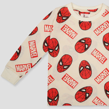 Royal Boys Sets Spiderman Boys Full Sleeves Pajama Set - Cream