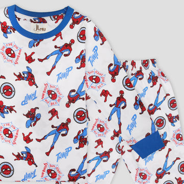 Royal Boys Sets Spiderman Boys Full Sleeves Pajama Set - White