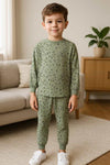 Royal Boys Sets Tree Bear Boys Full Sleeves Pajamas- Dark Green