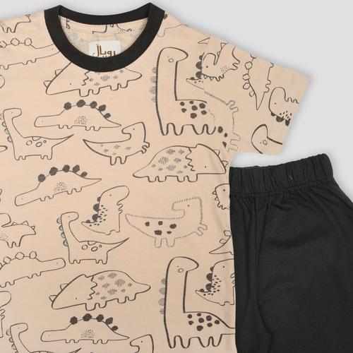 Royal Boys Short Sets Dinosaur Boys Shorts Set - Biege