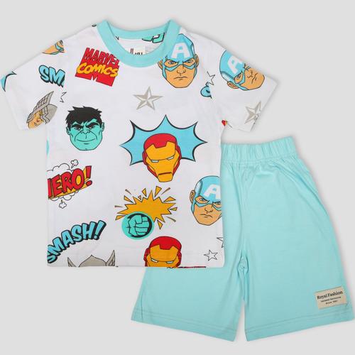 Royal Boys Short Sets Marvel Comics Boys Shorts Set - White