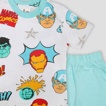 Royal Boys Short Sets Marvel Comics Boys Shorts Set - White