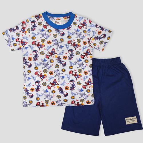 Royal Boys Short Sets Spiderman Boys Shorts Set - White-Blue