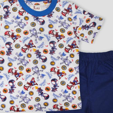 Royal Boys Short Sets Spiderman Boys Shorts Set - White-Blue