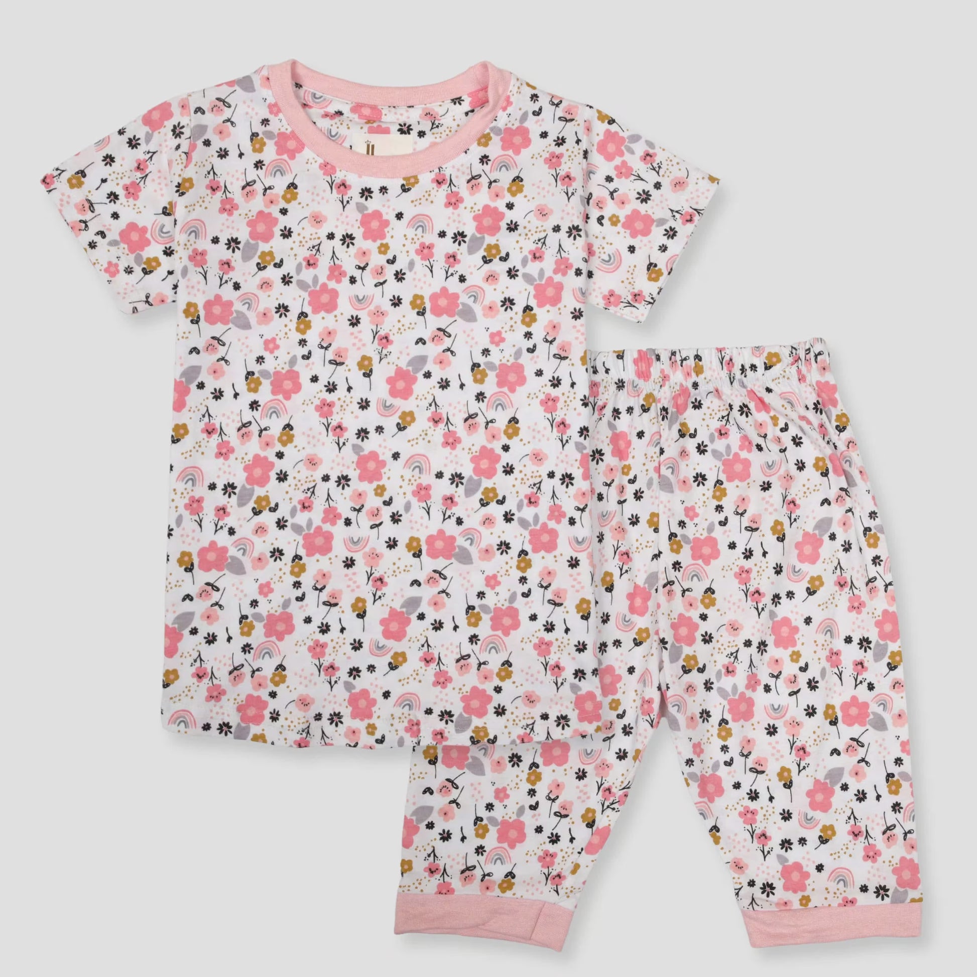 Royal Capri_Girls Floral Sprinkle Girls Capri Set - Pink