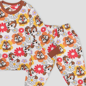 Royal Disney Baby Girl Sets Squirrel Baby Girls Full Sleeves Pajama Set- Brown