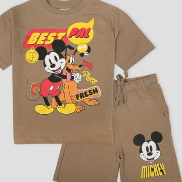 Royal Disney Boys Short Sets Mickey Mouse Boys Shorts Sets- Brown