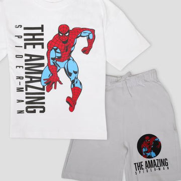 Royal Disney Boys Short Sets Spiderman Boys Shorts Sets- White