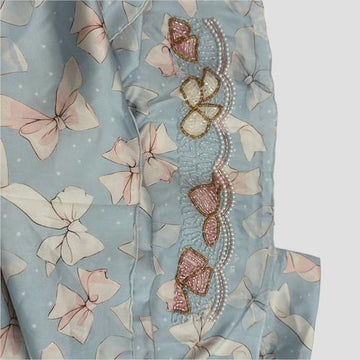 Royal Girls mukhawir Bow Girls Embroidered Mukhawir - Blue
