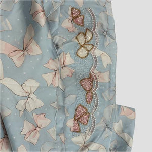 Royal Girls mukhawir Bow Girls Embroidered Mukhawir - Blue