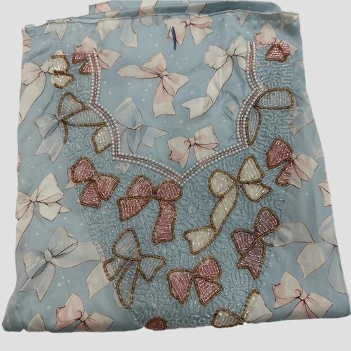 Royal Girls mukhawir Bow Girls Embroidered Mukhawir - Blue