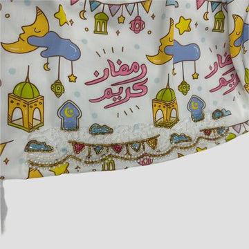 Royal Girls mukhawir Ramadan Kareem Embroidered Girls Mukhawir - White