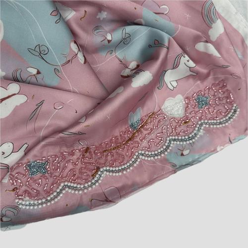 Royal Girls mukhawir Unicorn Embroidered Girls Mukhawir - Purple
