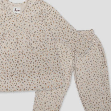 Royal Girls Sets Blossom Boquete Girls Full Sleeves Pajama Set- Brown