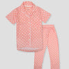 Royal Girls Sets Dotted Girls Button Pajama Set - Peach