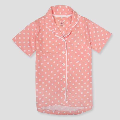 Royal Girls Sets Dotted Girls Button Pajama Set - Peach