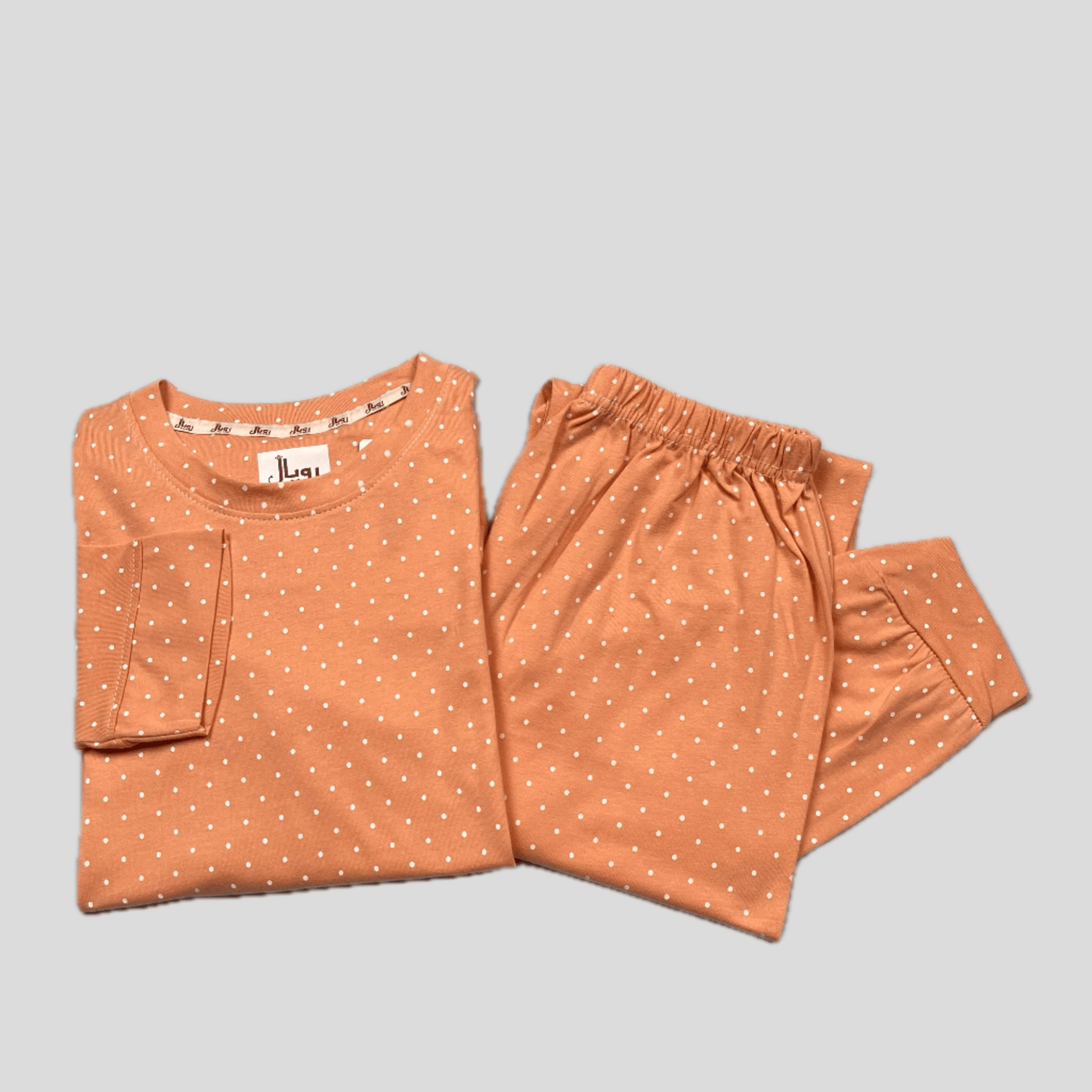 Royal Girls Sets 14 yr Dotted Girls Full Sleeves Pajama Set - Orange