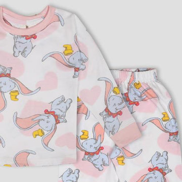 Royal Girls Sets Elephant Girls Full Sleeves Pajama Set - Pink