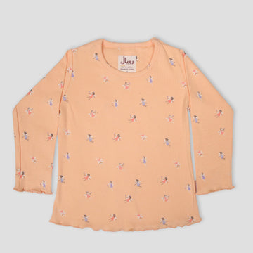 Royal Girls Sets Fairy Girls Full Sleeves Pajama Set - Orange