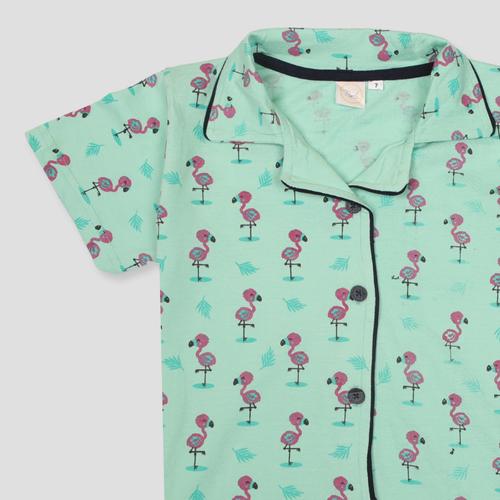 Royal Girls Sets Flamingo Girls Button Pajama Set - Green