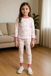 Royal Girls Sets Floral Girl Full Sleeves Pajama Set- Pink