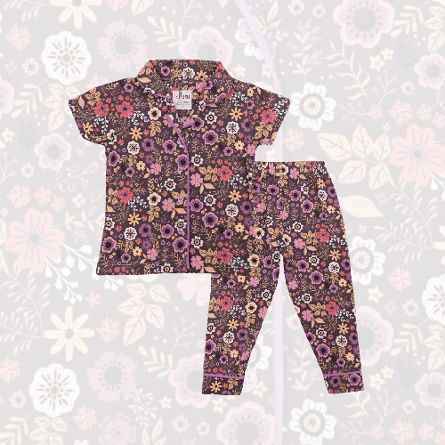 Royal Girls Sets Floral Girls Button Pajama Set - Multicolor