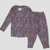 Royal Girls Sets Floral Girls Full Sleeves Pajama Set - Navy Blue