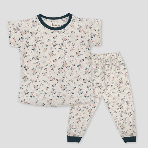 Royal Girls Sets Floral Girls Pajama Set - OffWhite